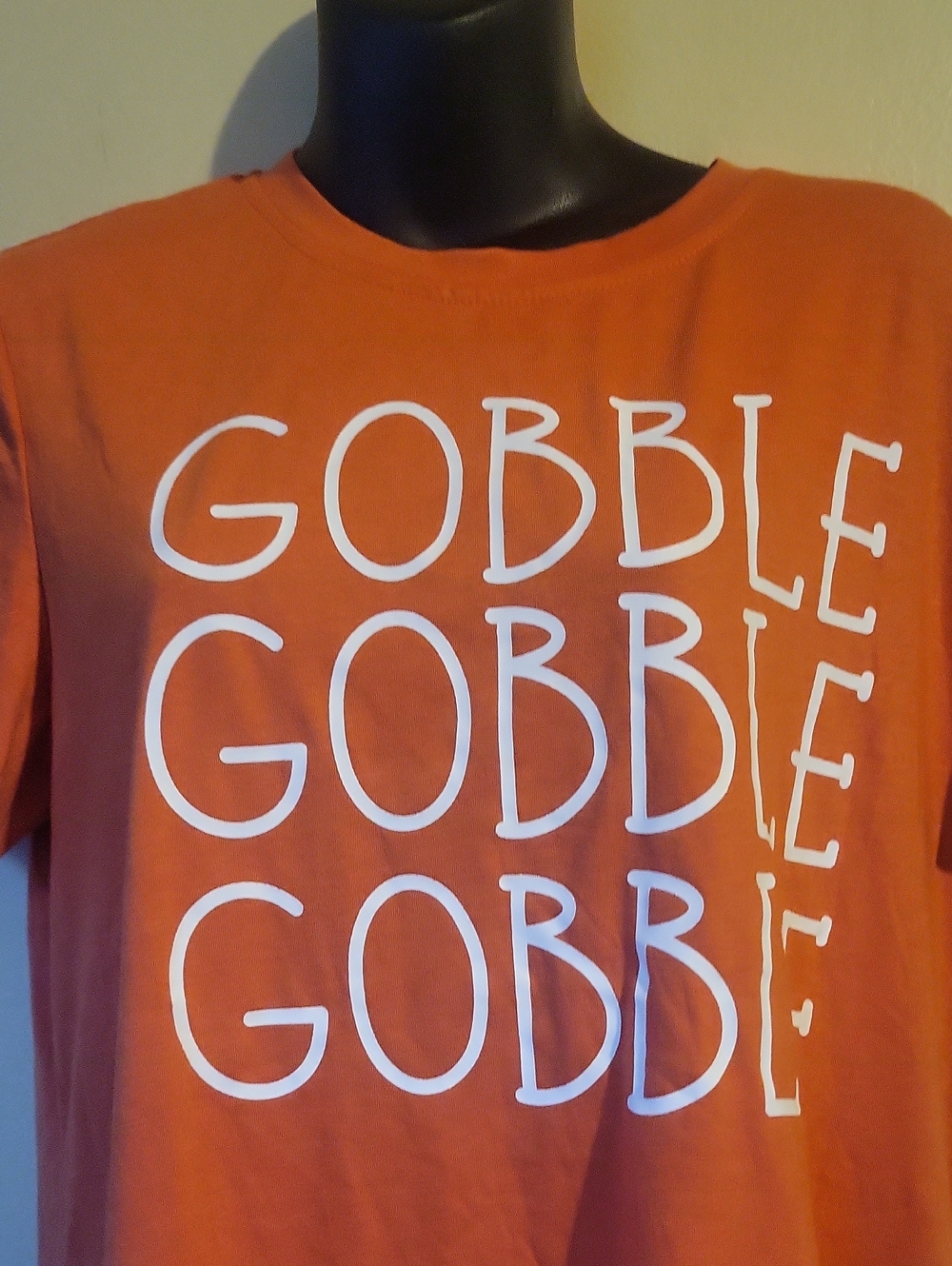 Women’s Orange 'Gobble Gobble' Graphic Knot Crop Top - Picture 2 of 4